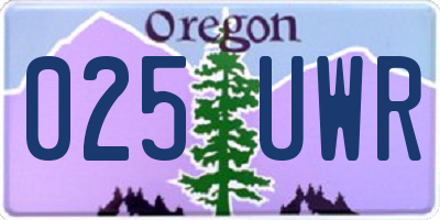 OR license plate 025UWR