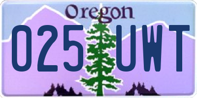 OR license plate 025UWT
