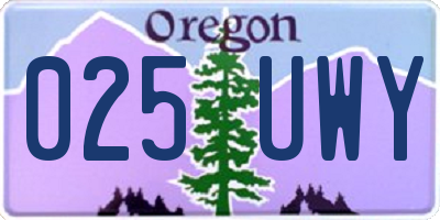 OR license plate 025UWY