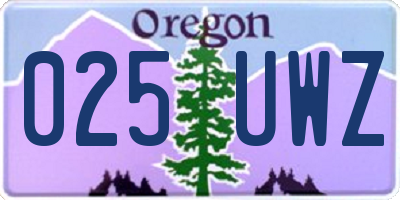 OR license plate 025UWZ