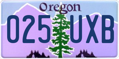 OR license plate 025UXB