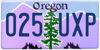 OR license plate 025UXP