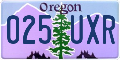 OR license plate 025UXR