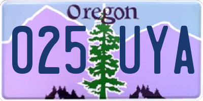 OR license plate 025UYA