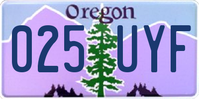 OR license plate 025UYF