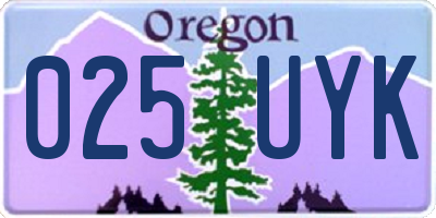 OR license plate 025UYK