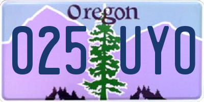 OR license plate 025UYO