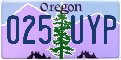 OR license plate 025UYP