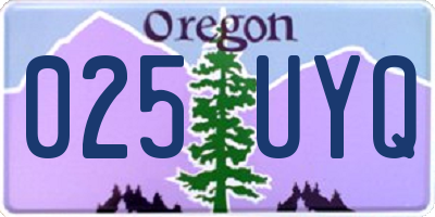 OR license plate 025UYQ