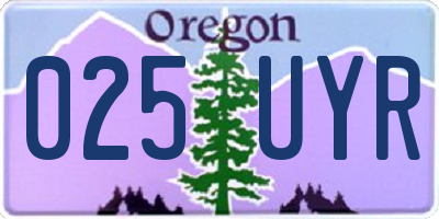 OR license plate 025UYR