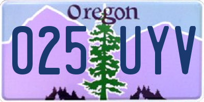 OR license plate 025UYV