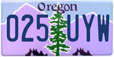 OR license plate 025UYW