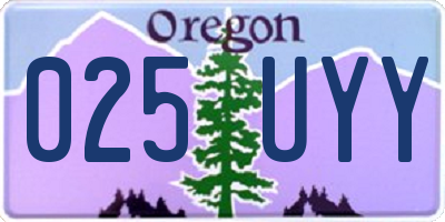 OR license plate 025UYY
