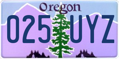 OR license plate 025UYZ
