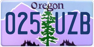 OR license plate 025UZB