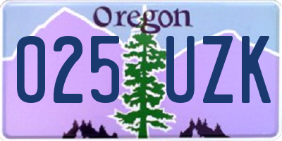 OR license plate 025UZK