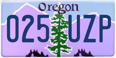 OR license plate 025UZP