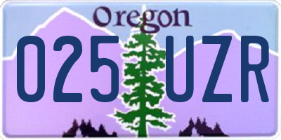 OR license plate 025UZR