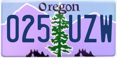OR license plate 025UZW