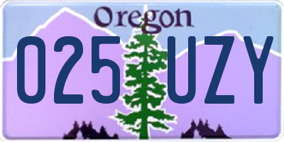OR license plate 025UZY
