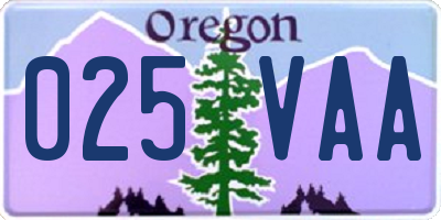 OR license plate 025VAA