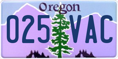 OR license plate 025VAC