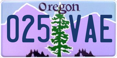 OR license plate 025VAE