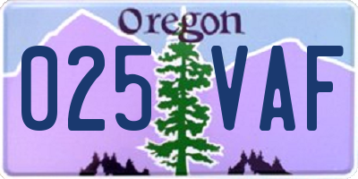OR license plate 025VAF