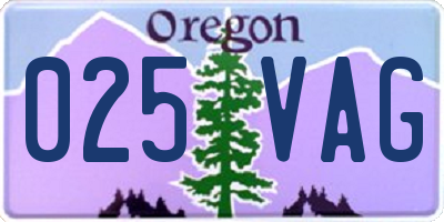 OR license plate 025VAG