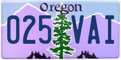 OR license plate 025VAI