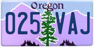 OR license plate 025VAJ