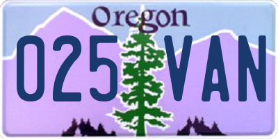 OR license plate 025VAN
