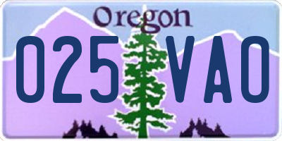 OR license plate 025VAO