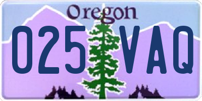OR license plate 025VAQ