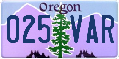 OR license plate 025VAR