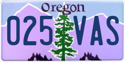 OR license plate 025VAS