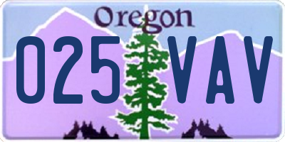 OR license plate 025VAV