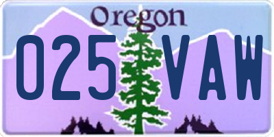 OR license plate 025VAW