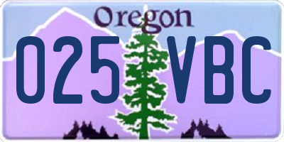 OR license plate 025VBC