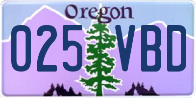 OR license plate 025VBD