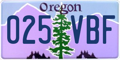 OR license plate 025VBF