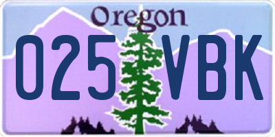 OR license plate 025VBK