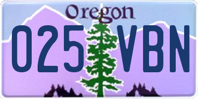 OR license plate 025VBN