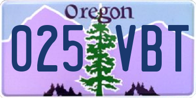 OR license plate 025VBT