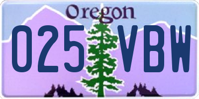 OR license plate 025VBW