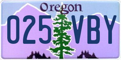 OR license plate 025VBY