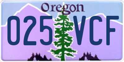 OR license plate 025VCF