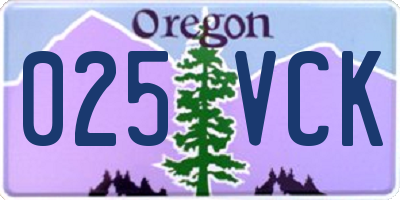 OR license plate 025VCK