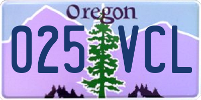 OR license plate 025VCL