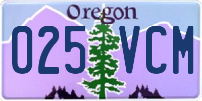 OR license plate 025VCM